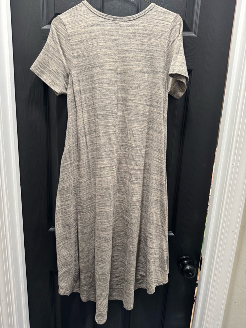 LuLaRoe Heathered Taupe Short Sleeve High-Low Swing Dress - Picture 4 of 4